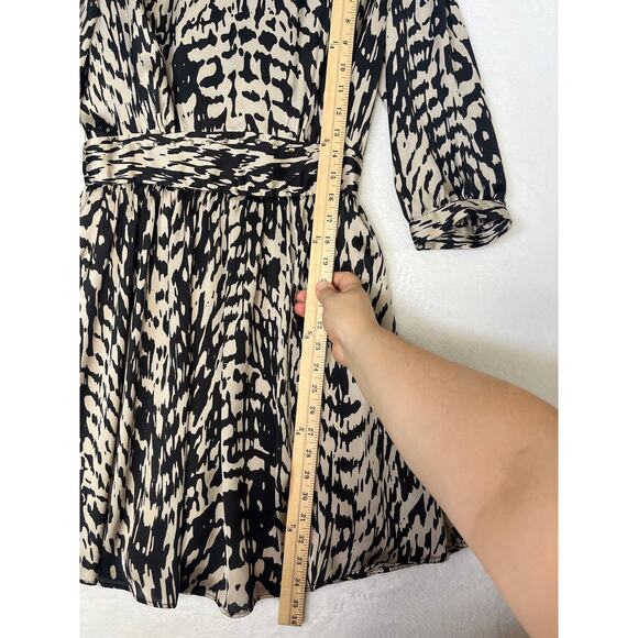 Sandro Silky Animal Print Studded 3/4 Sleeve Party Dress Glam Rocker Edgy sz 2 - Picture 8 of 12
